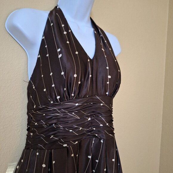 Vintage Jessica Howard Brown Halter Dress Babydoll Coquette Y2K Sz 8 - Picture 5 of 13